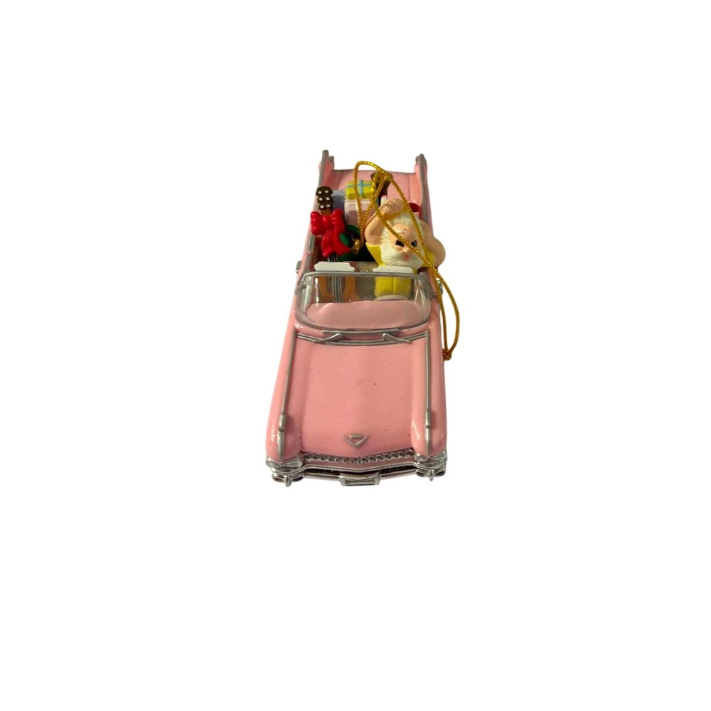 Vintage Pink Convertible Car Santa Christmas Ornament Holiday Tree Decoration